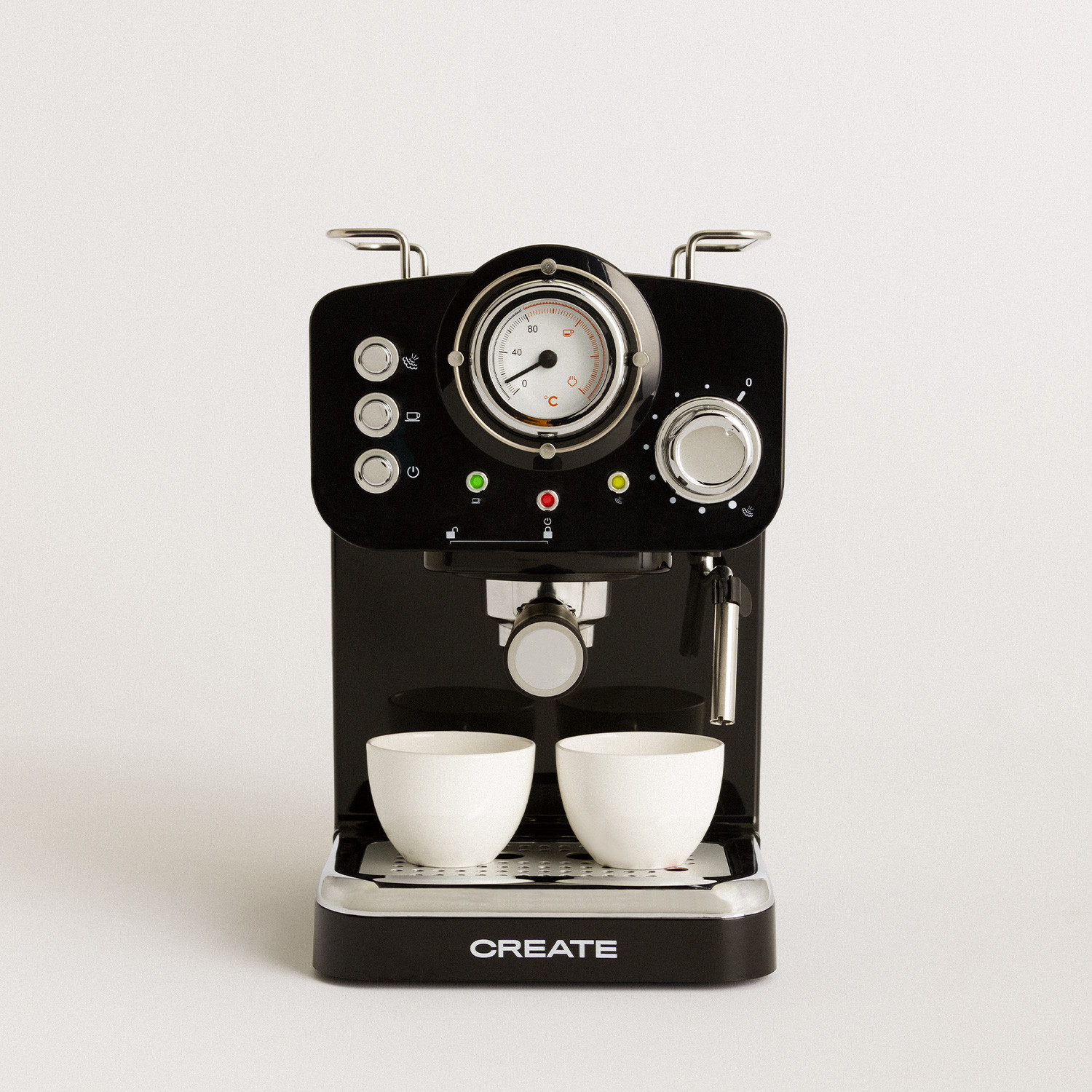 Cafetera Express - THERA RETRO CREATE, 15 barbar, 1100 W, 2 tazas, Negro