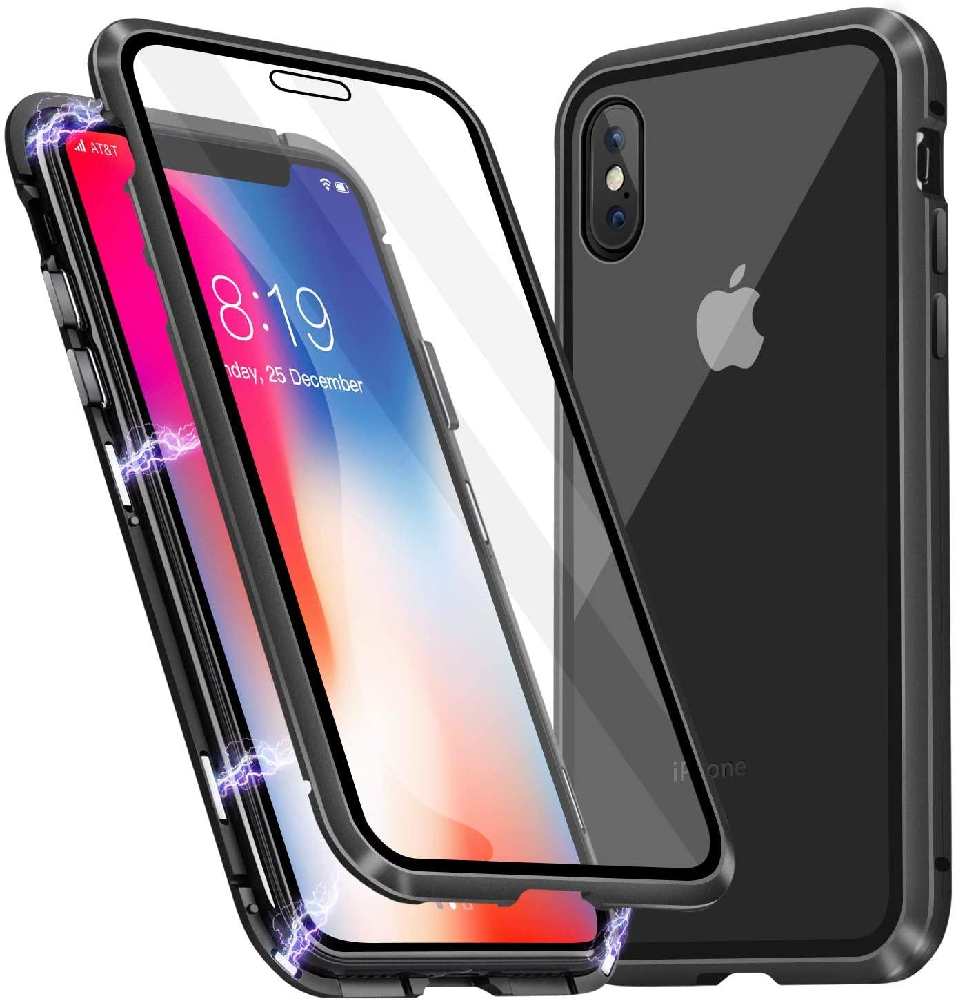 INF iPhone X/XS schwarz Cover, Glas, X/XS, Apple, magnetisch Handyhülle Full iPhone