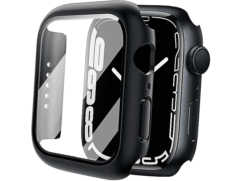 INF Cover mit Displayschutzfolie für schwarz Apple Watch Watch Cover, (45 / Apple, Full 8 7, 7 mm)
