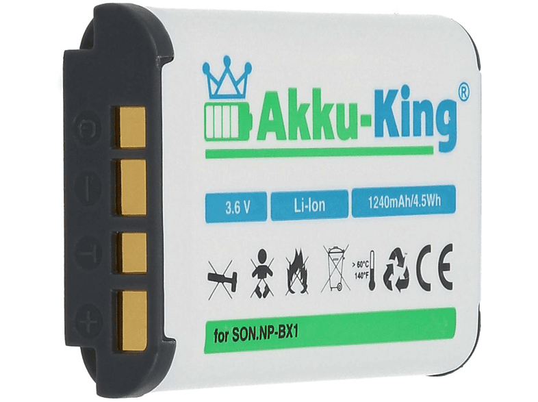 AKKU-KING Akku kompatibel mit Sony NP-BX1 Li-Ion Kamera-Akku, 3.6 Volt, 1240mAh