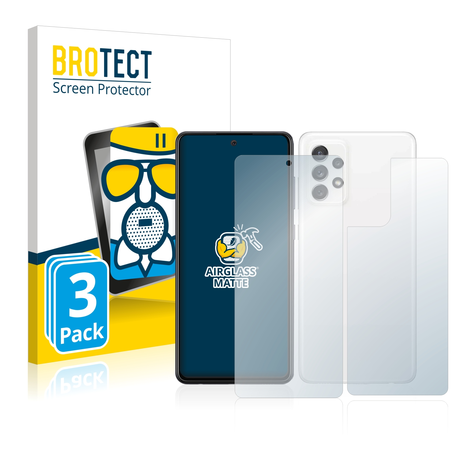 BROTECT 3x Samsung Galaxy A72 Schutzfolie(für matte 5G) Airglass