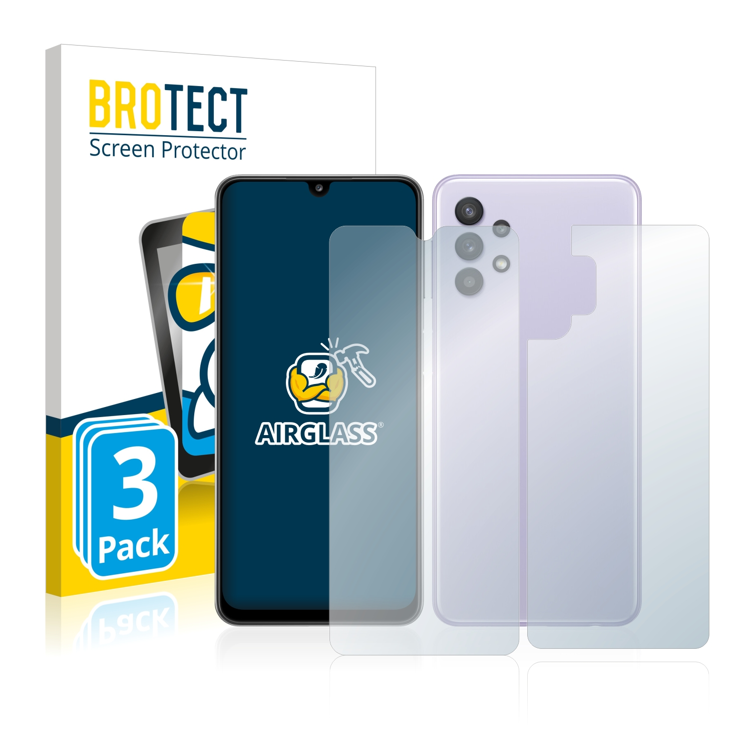 A32) Galaxy klare Airglass BROTECT Schutzfolie(für 3x Samsung