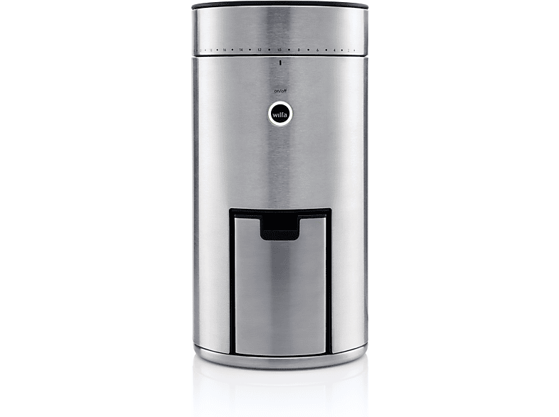WILFA Svart Uniform WSFB-100S Kaffeemühle Silber (80 Watt, Langlebiges 58 mm großes Scheibenmahlwerk aus Edelstahl, 41 Einstellungen des Mahlgrads)