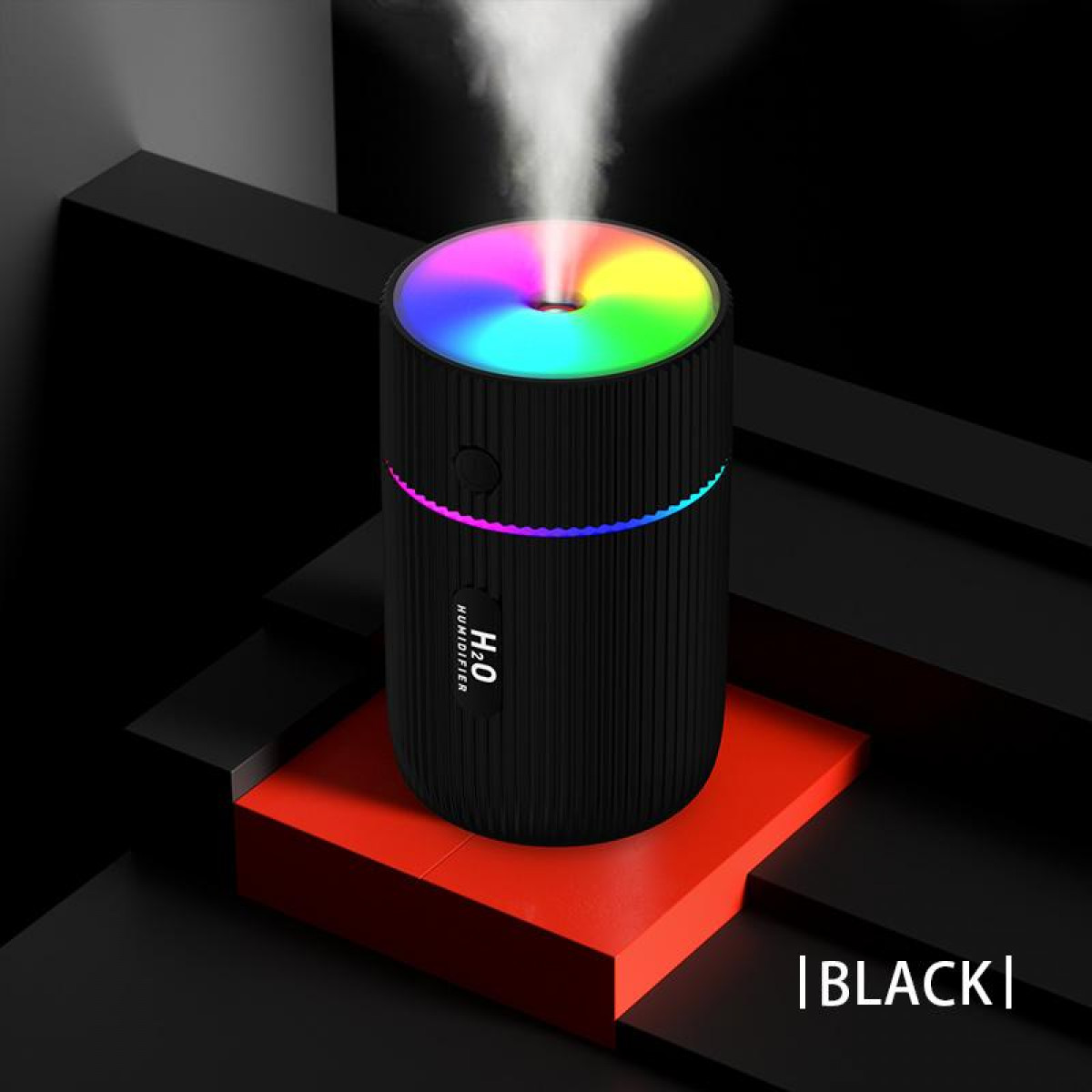Luftbefeuchter 5 schwarz LED-Beleuchtung (Raumgröße: m²) INF bunter Luftbefeuchter mit