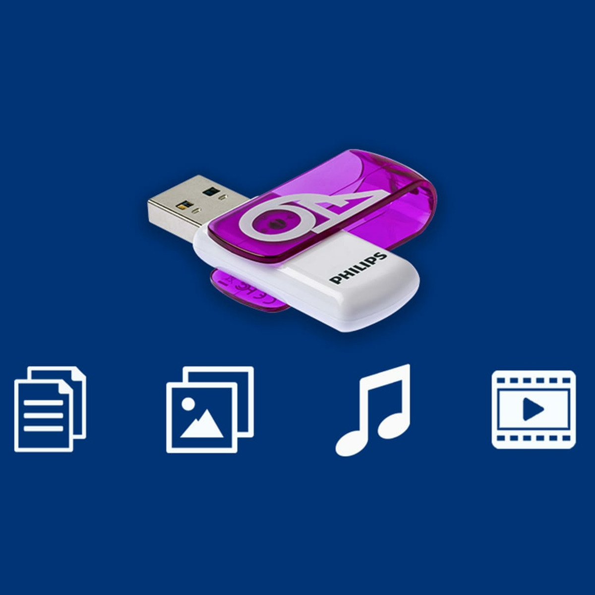 25 Magic GB) 64 (Weiß, PHILIPS Vivid Edition USB-Stick Purple®, MB/s