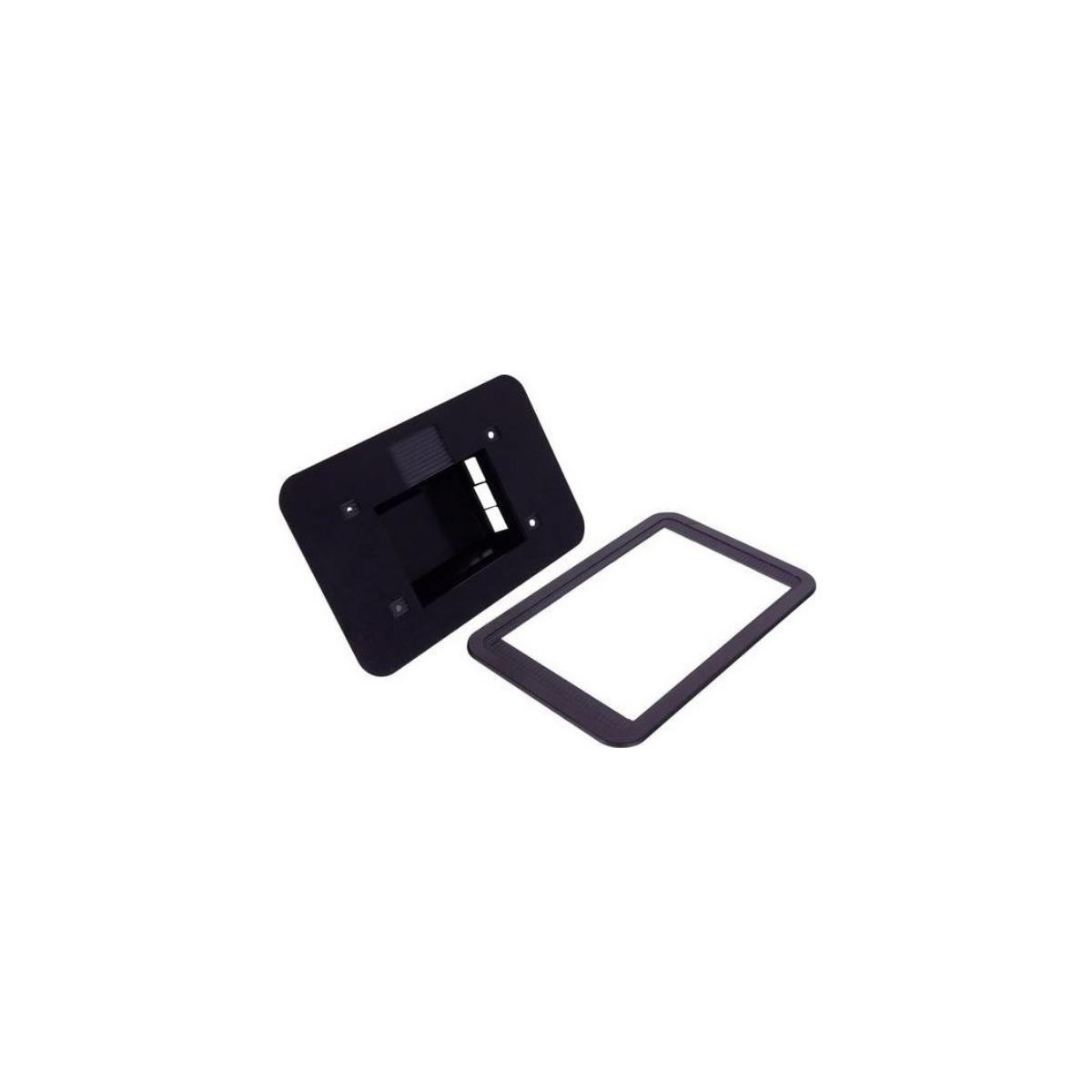 Cornice in plastica rettangolare nera con parte interna rimovibile, su sfondo bianco.