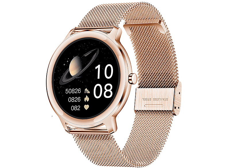 BRIGHTAKE Intelligente Fitnessuhr mit Herzfrequenz- und Schlafüberwachung Smartwatch Metall, Gold