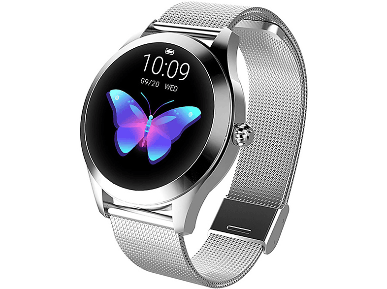 BRIGHTAKE Damen Smartwatch Armband - IP68 Wasserdicht, Physiologie-Erinnerung Smartwatch Metall, Weiß