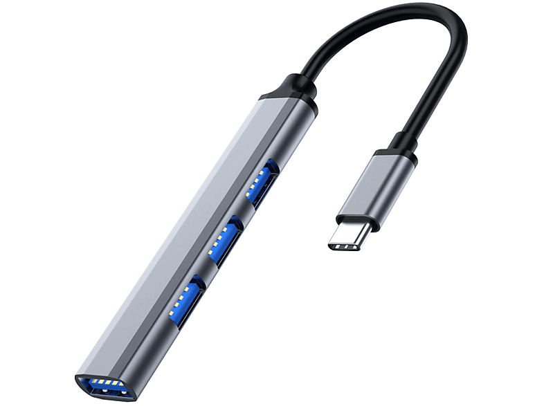 INF USB-Hub für USB-C mit 4 USB-Anschlüssen 5 Gbit/s Aluminium Konverter