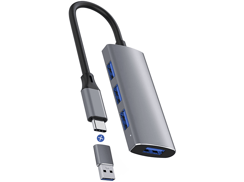ROLIO Adapter USB 3.0, USB-C Hub, Space Grau