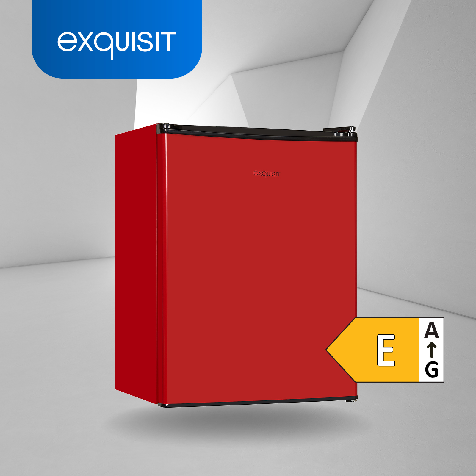 EXQUISIT KB60-V-090E rotPV Mini-Kühlschrank (E, Rot) 620 mm hoch