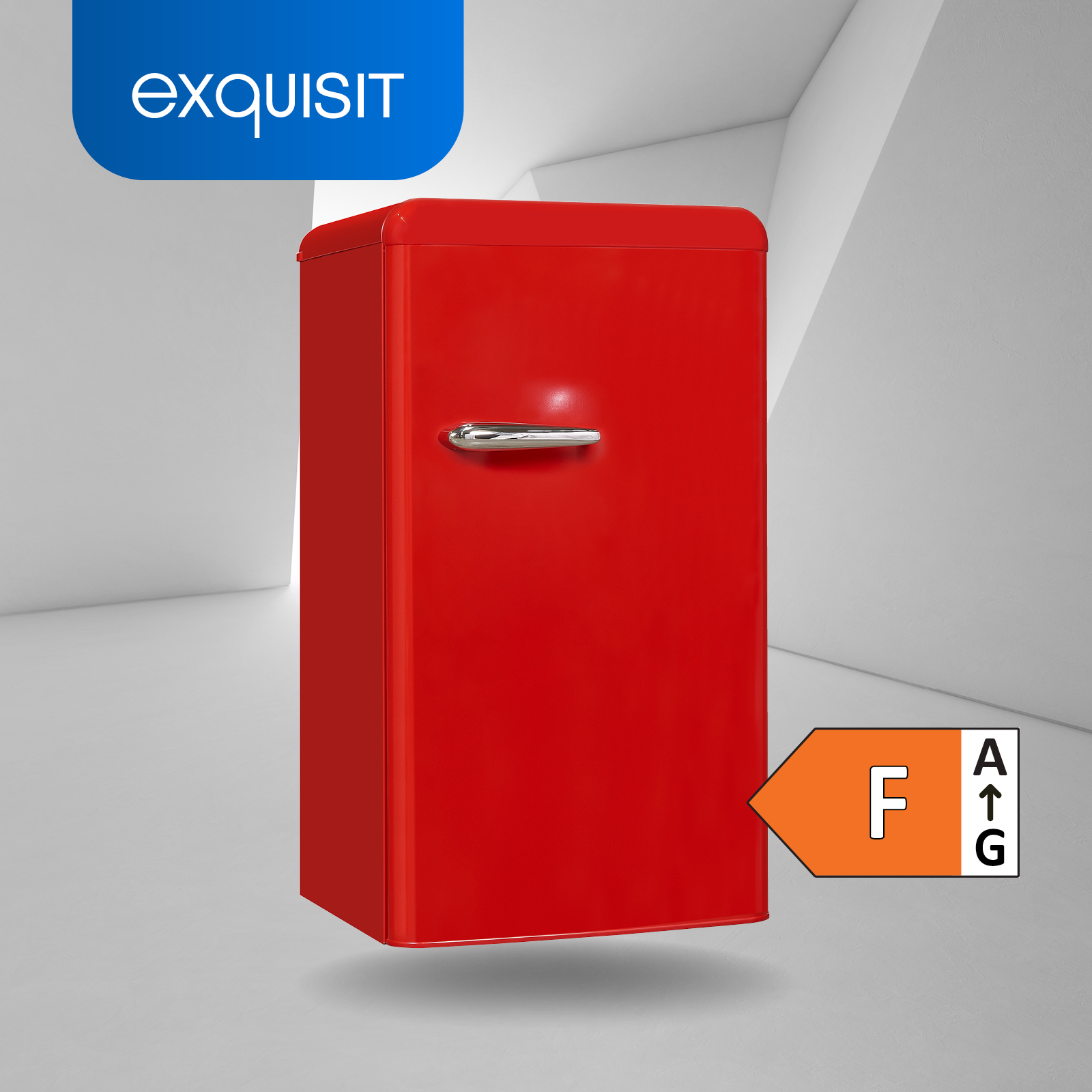 rot 905 (107,00 kWh/Jahr, Kühlschrank EXQUISIT RKS100-V-H-160F Rot) F, mm hoch,