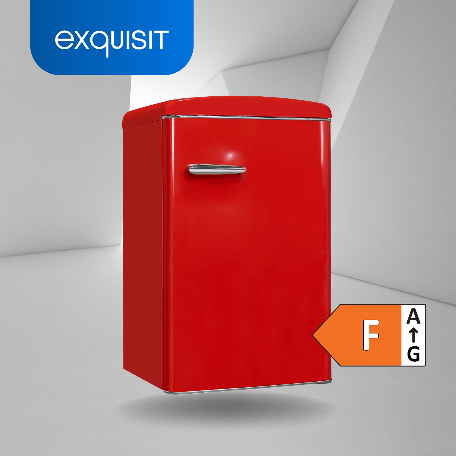 Nevera pequeña - EXQUISIT RKS120-V-H-160F, Table Top, Clase energética F, Altura 895 mm, Capacidad 122 l, Rojo