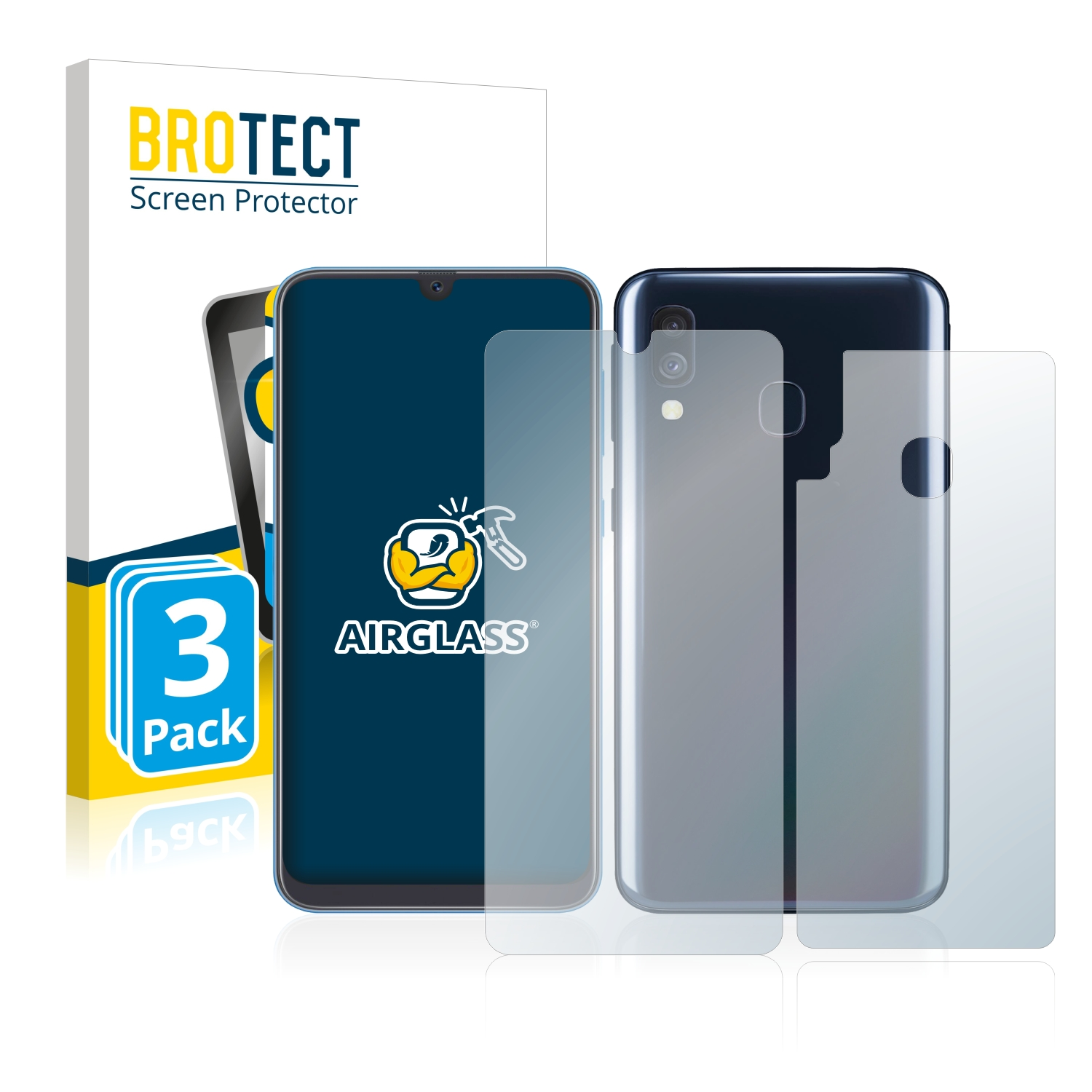 BROTECT 3x Airglass klare Schutzfolie(für Samsung A40) Galaxy