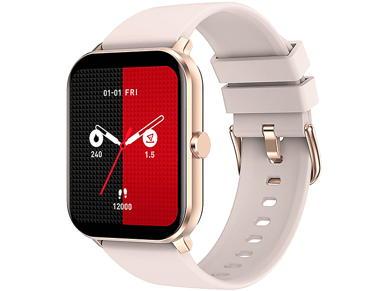 BRIGHTAKE Sport Bluetooth Smartwatch - Vielseitige Funktionen, IP68 Wasserdicht Smartwatch Silikon, Gold