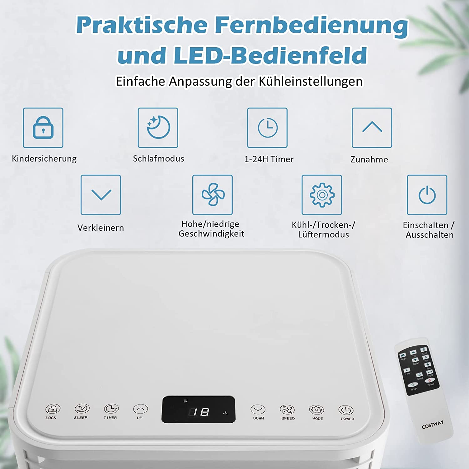 Weiß Klimagerät COSTWAY EEK: m², Klimaanlage 20 Raumgröße: A) (Max.