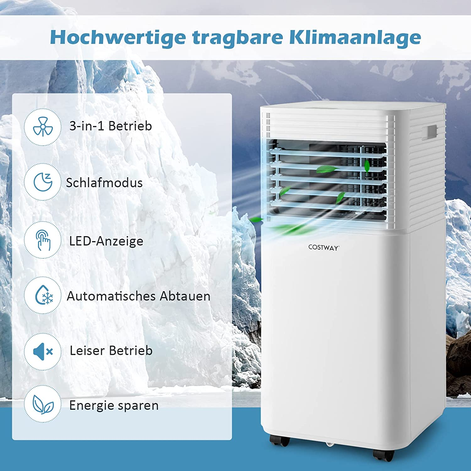 Weiß Klimagerät COSTWAY EEK: m², Klimaanlage 20 Raumgröße: A) (Max.