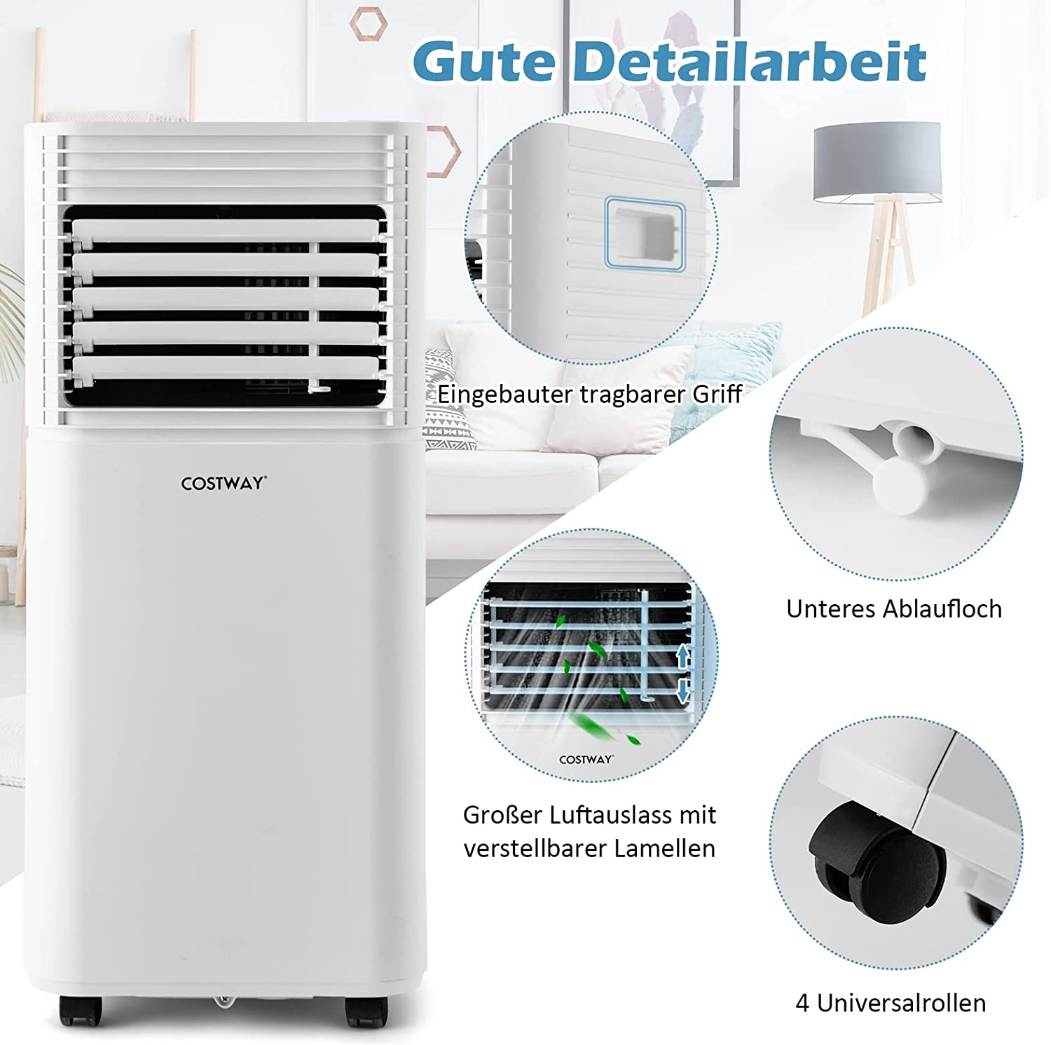 COSTWAY Klimagerät 20 Weiß m², Klimaanlage Raumgröße: EEK: (Max. A)