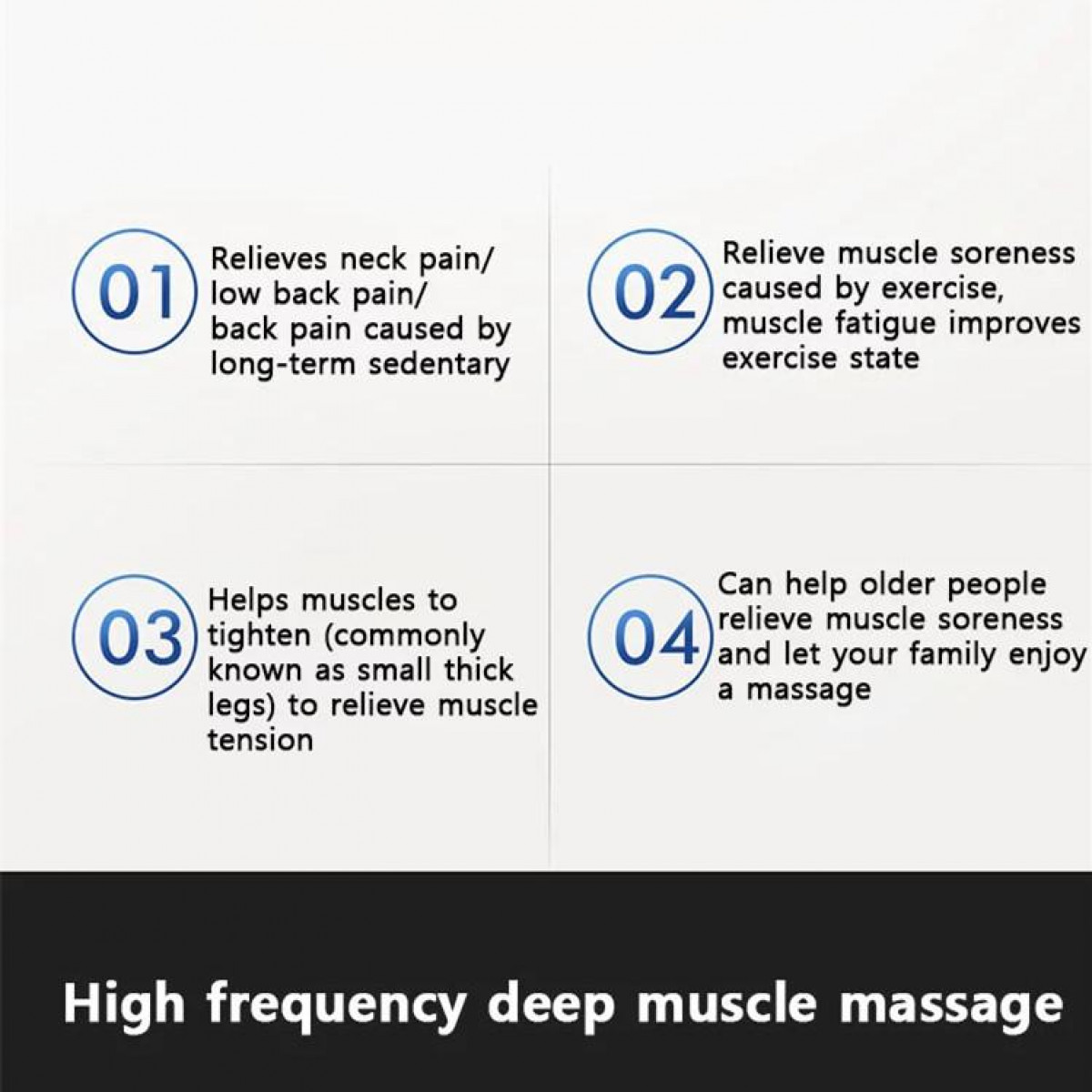 Diagram showing benefits of a massage: neck pain, muscle soreness, muscle tension.