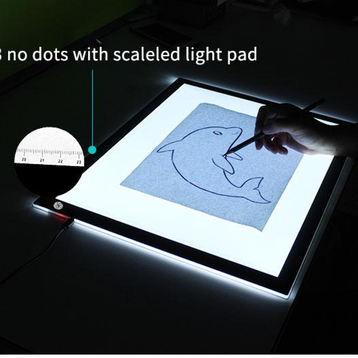 INF LED-Leuchttisch Zeichenbrett mit Maßstab Grafiktablett A3