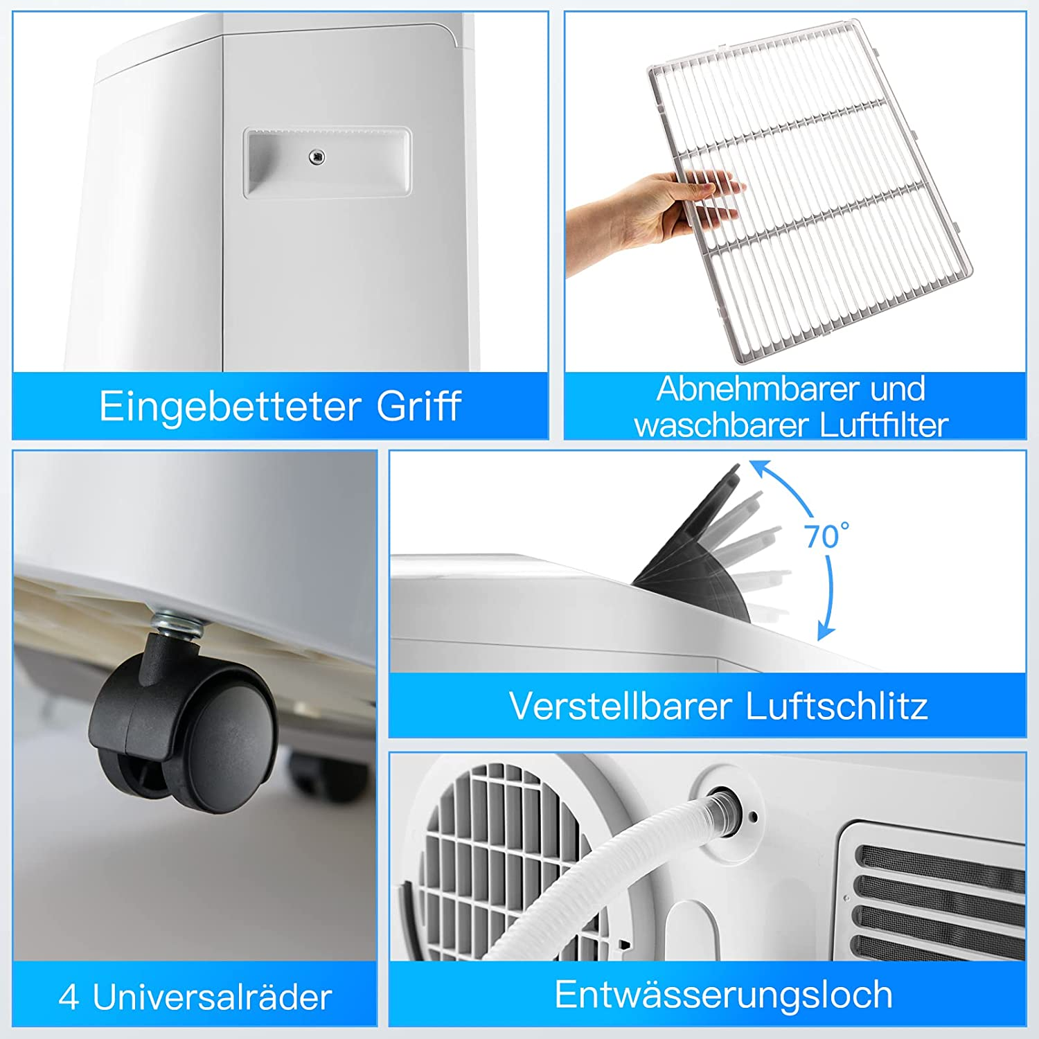 COSTWAY Heizlüfter Klimagerät Klimaanlage Weiß 40 (Max. EEK: m², A) Raumgröße