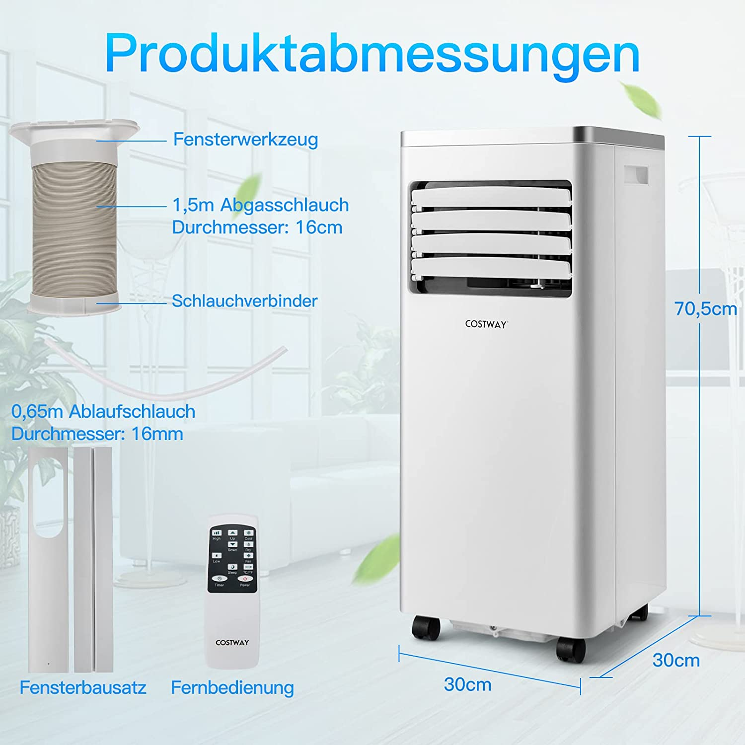COSTWAY Klimagerät Klimaanlage Weiß (Max. EEK: Raumgröße: 25 A) m²
