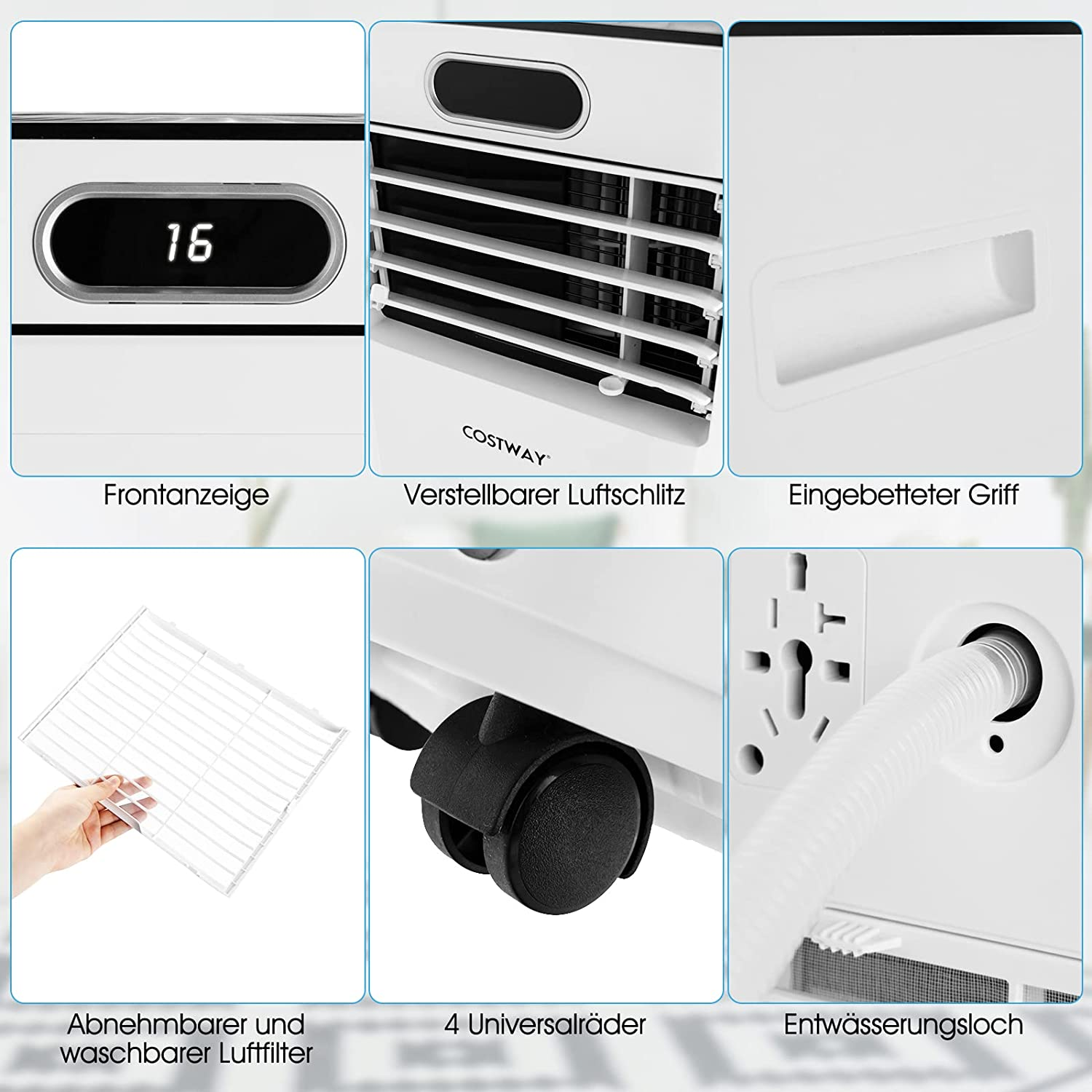 COSTWAY Klimagerät Klimaanlage EEK: m², Raumgröße: (Max. 30 A) Weiß