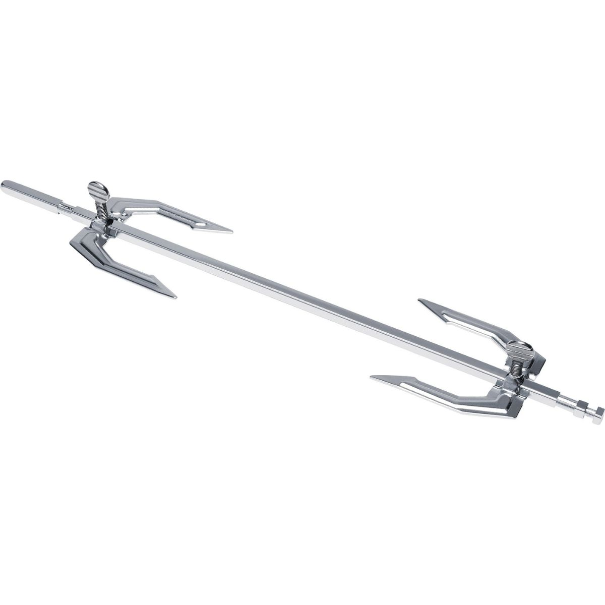 Glänzende Metall-Rotisserie-Gabel mit drei Zinken.