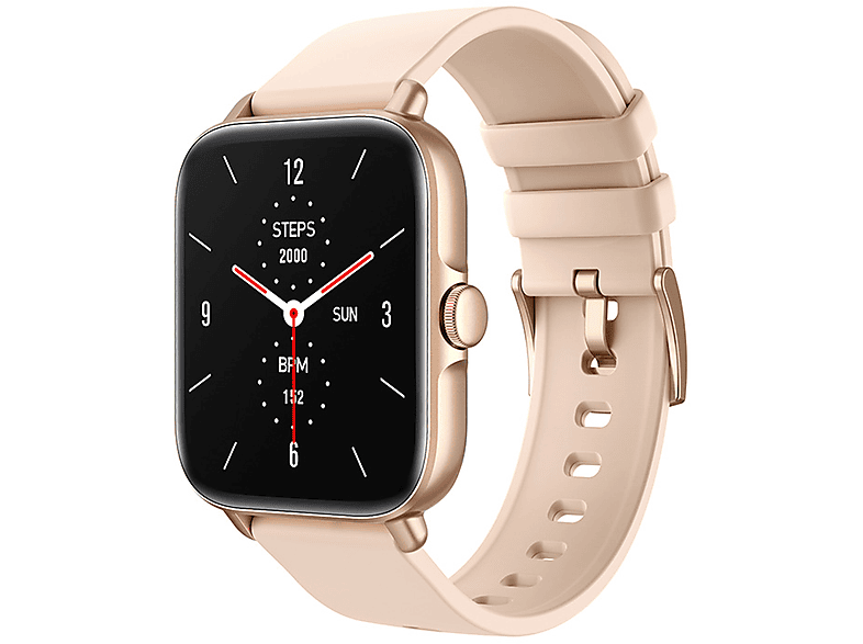 BRIGHTAKE Smart Watch Herzfrequenz Leder, Uhr Gold Smartwatch Bluetooth Gesundheitsüberwachung Silber sprechende Sportarmband