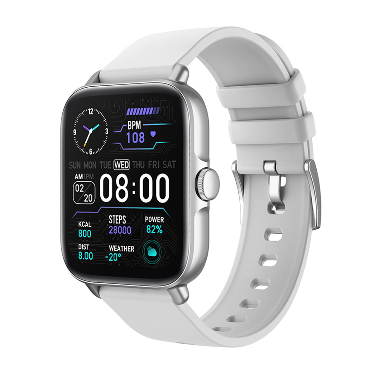 Smartwatch Herzfrequenz Watch Smart Gesundheitsüberwachung Leder, Silber BRIGHTAKE Bluetooth Uhr Silber sprechende Sportarmband
