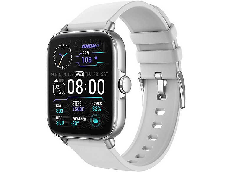 BRIGHTAKE Smart Watch Silber Silber Gesundheitsüberwachung Leder, Bluetooth Sportarmband Herzfrequenz Smartwatch Uhr sprechende