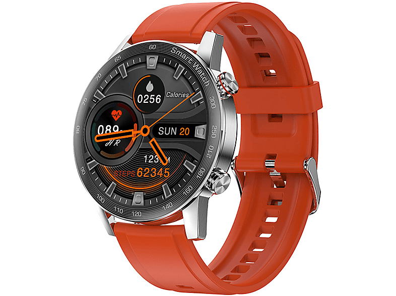 BRIGHTAKE Smartwatch für Frauen Fitness, Bluetooth-Anrufe, Silikon, - Musik, Smartwatch Rot Benachrichtigungen