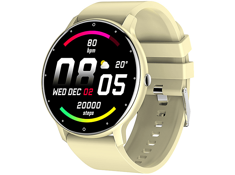 BRIGHTAKE Smartwatch mit Herzfrequenzüberwachung und Benachrichtigungen Smartwatch Silikon, Gelb