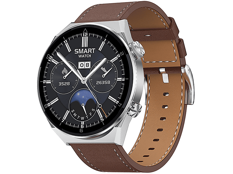 Smartwatch BRIGHTAKE Braun Drahtloser Herzfrequenzmonitor Sport-Smartwatch Leder, & Zahlungsfunktion mit