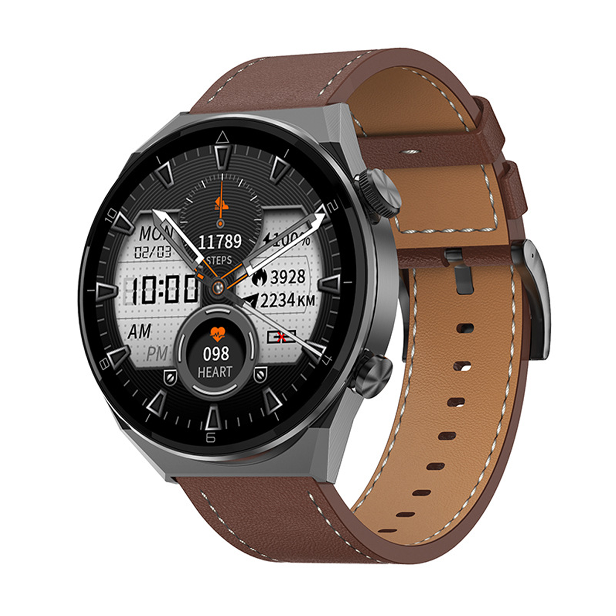 BRIGHTAKE Sport-Smartwatch Drahtloser & Braun Herzfrequenzmonitor mit Leder, Smartwatch Zahlungsfunktion