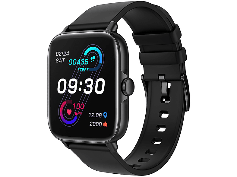 BRIGHTAKE Smart Watch Schwarz Bluetooth Sprechende Uhr Herzfrequenz Gesundheitsüberwachung Sportarmband Smartwatch Leder, Schwarz