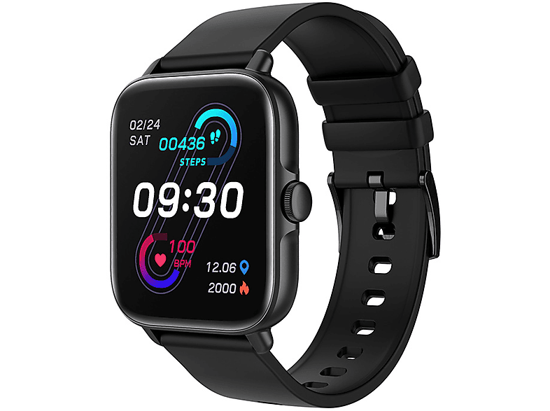 BRIGHTAKE Smart Herzfrequenz Schwarz Bluetooth Gesundheitsüberwachung Uhr Watch Sprechende Leder, Smartwatch Sportarmband Schwarz