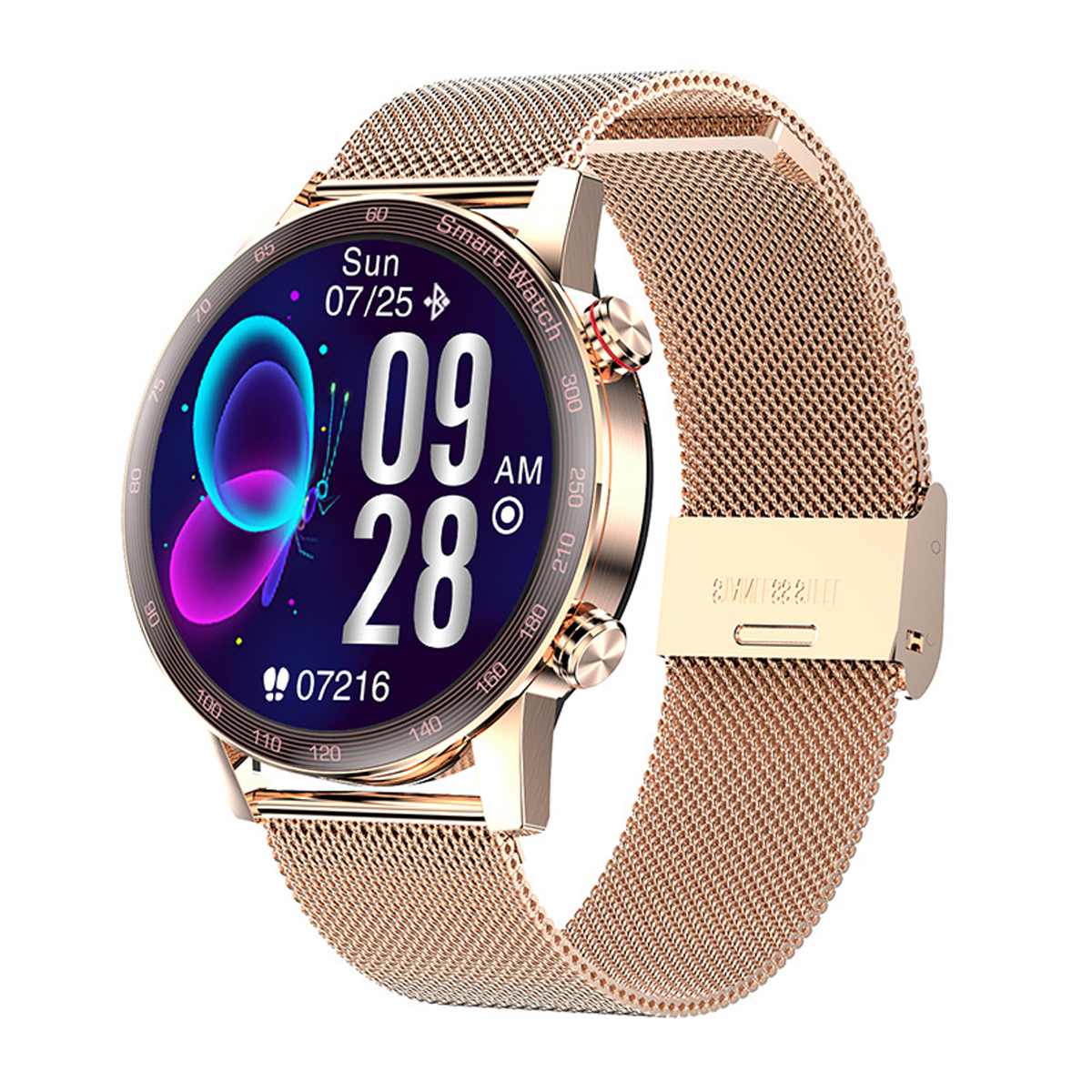 BRIGHTAKE Smartwatch für Frauen - Metall, Benachrichtigungen Gold Musik, Smartwatch Bluetooth-Anrufe, Fitness