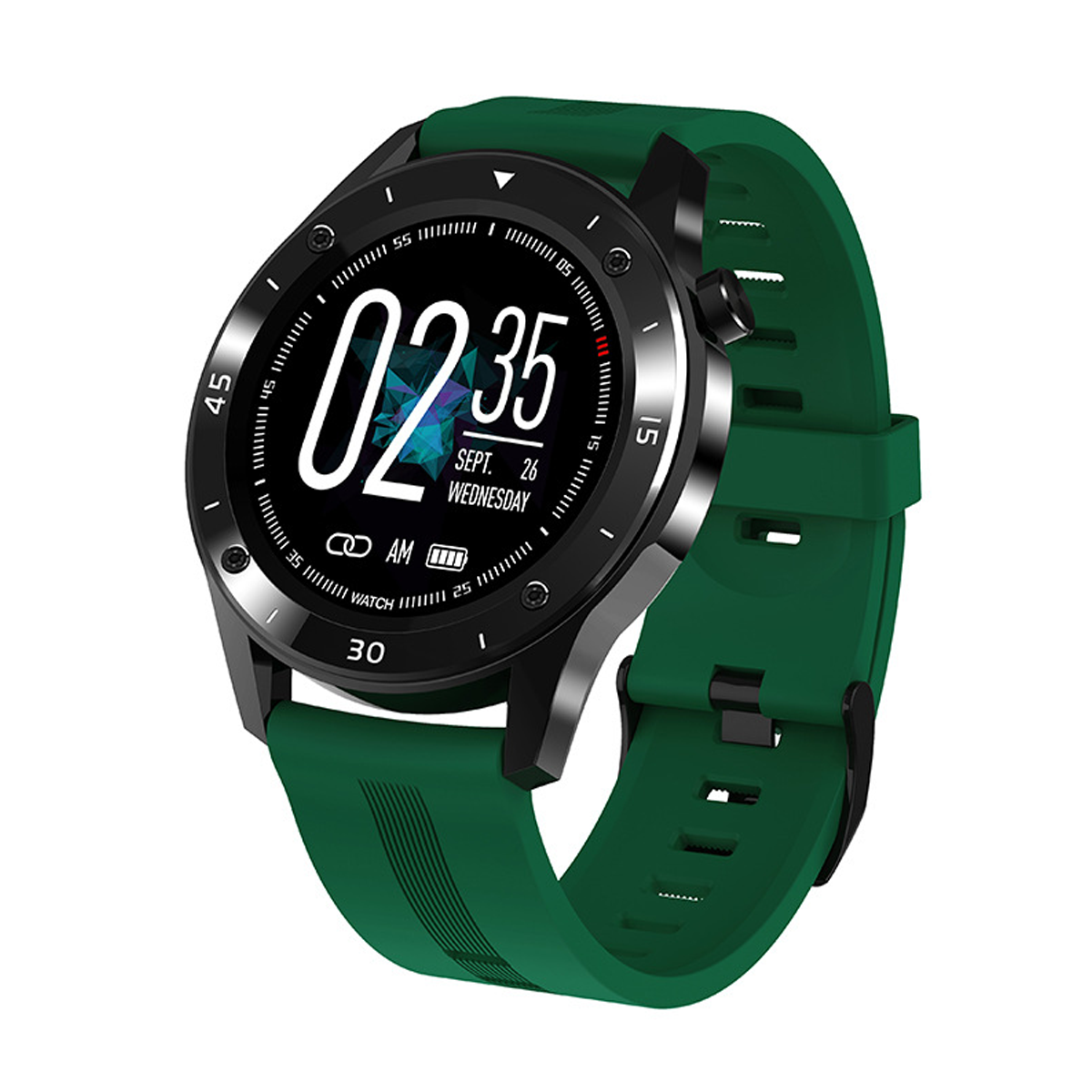 Blutdruck Herzfrequenz Grün Grün Smart Touch Track Übung GPS Watch BRIGHTAKE Smartwatch HD Silikon, Screen Armband Full