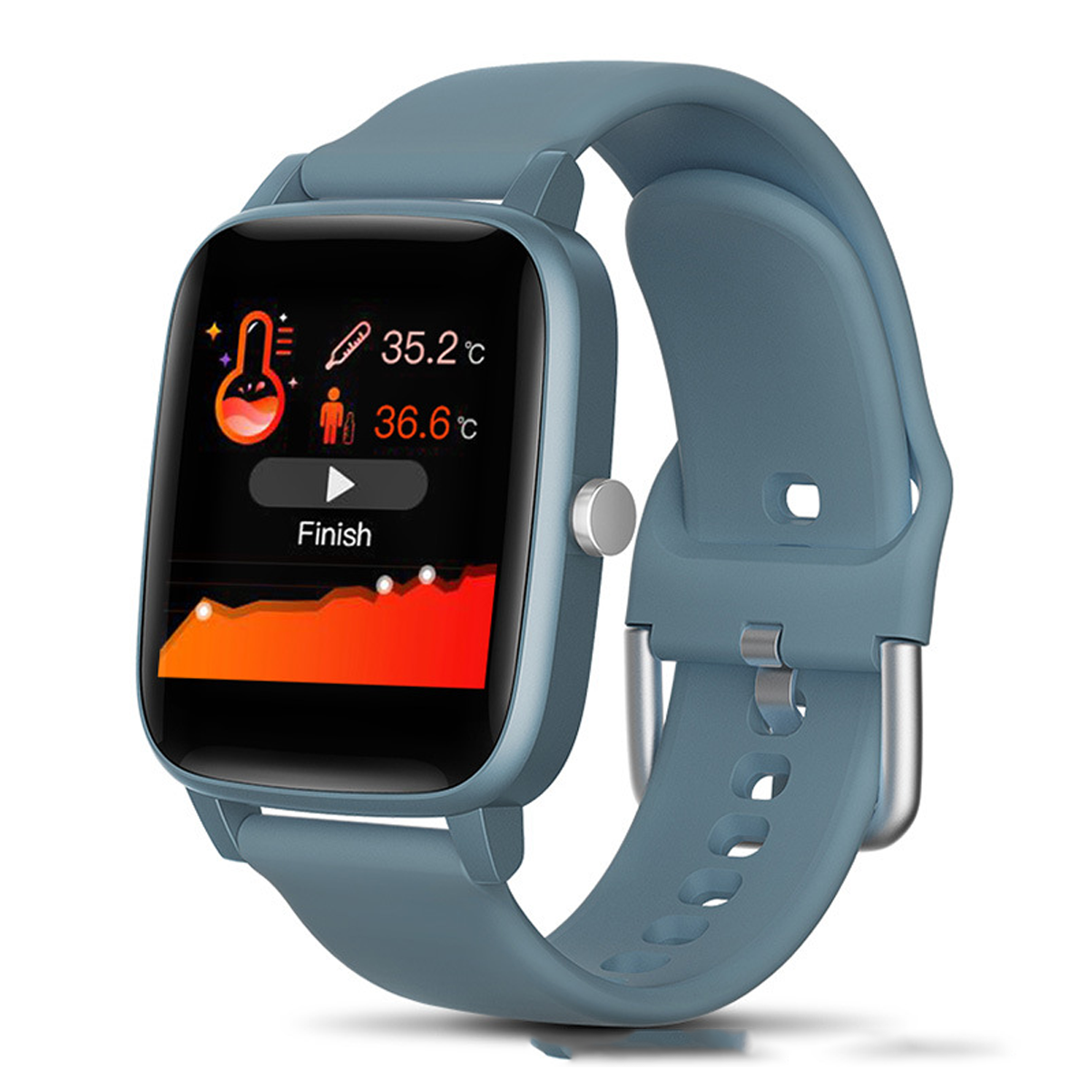 BRIGHTAKE Smart Silikon, Herzfrequenz, Armband Blutdruck, IP67 Wasserdicht T98: Blau Körpertemperatur Smartwatch 