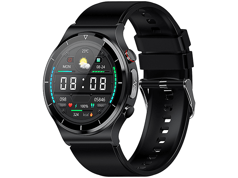 BRIGHTAKE Dynamische Herzfrequenz Smartwatch für gesunde Gewohnheiten Smartwatch Leder, Schwarz