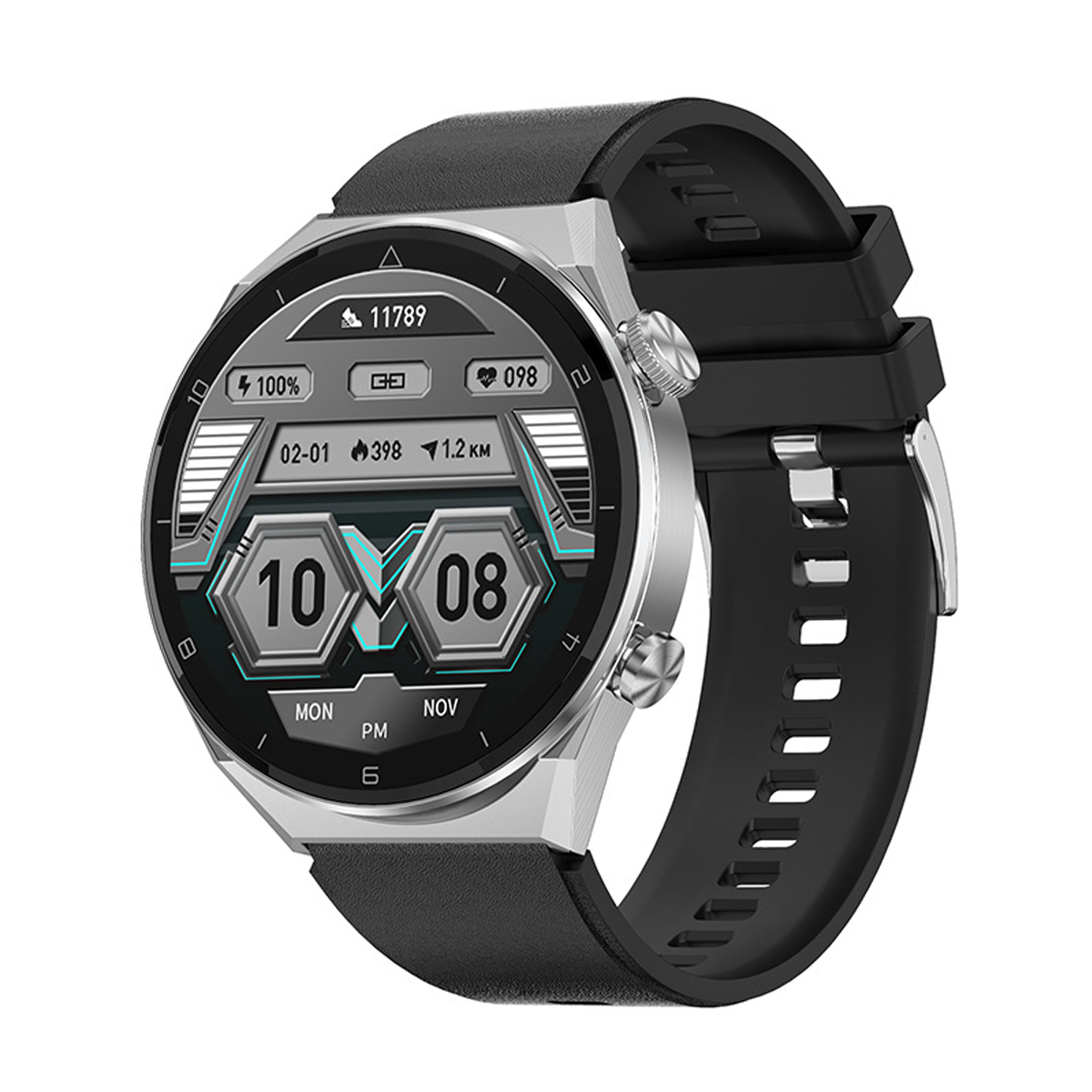 BRIGHTAKE Sport-Smartwatch mit Herzfrequenzmonitor & Drahtloser Smartwatch Zahlungsfunktion Silber Silikon