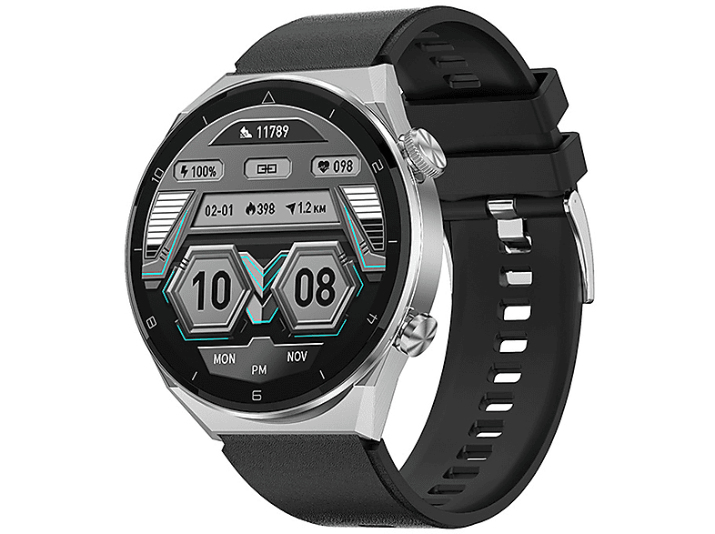 BRIGHTAKE Sport-Smartwatch mit Drahtloser Silikon, Zahlungsfunktion Herzfrequenzmonitor Silber Smartwatch 