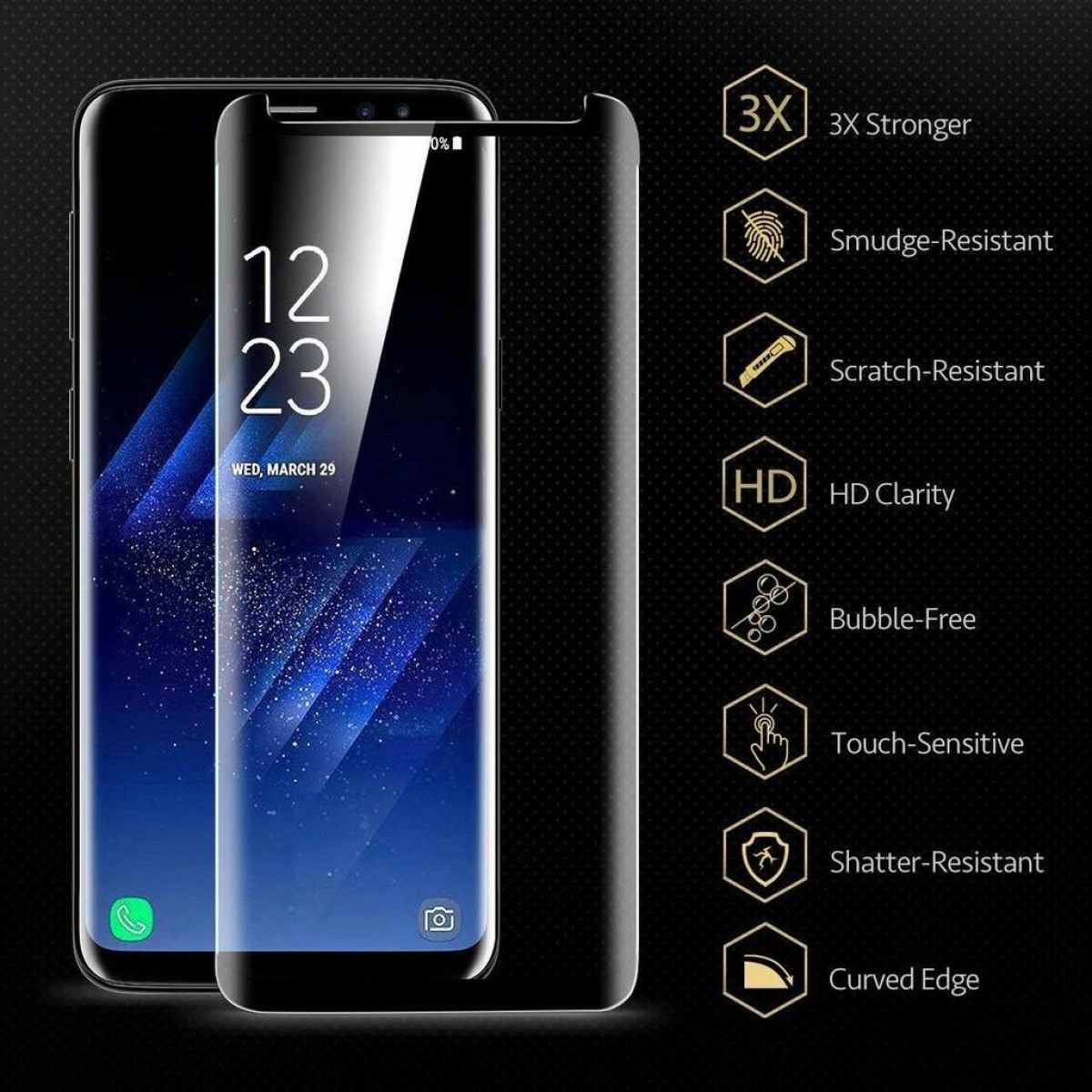 S9 Displayschutzfolie transparent/schwa Displayschutzfolie(für Glas Samsung) Samsung Galaxy Galaxy S9 INF gehärtetes