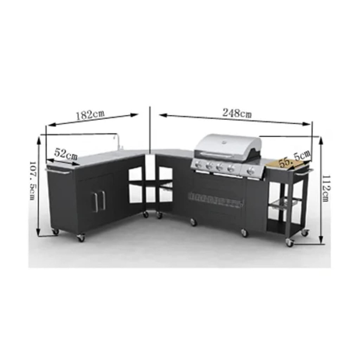 VIDAXL 40428 kW) Schwarz Gasgrill, (14