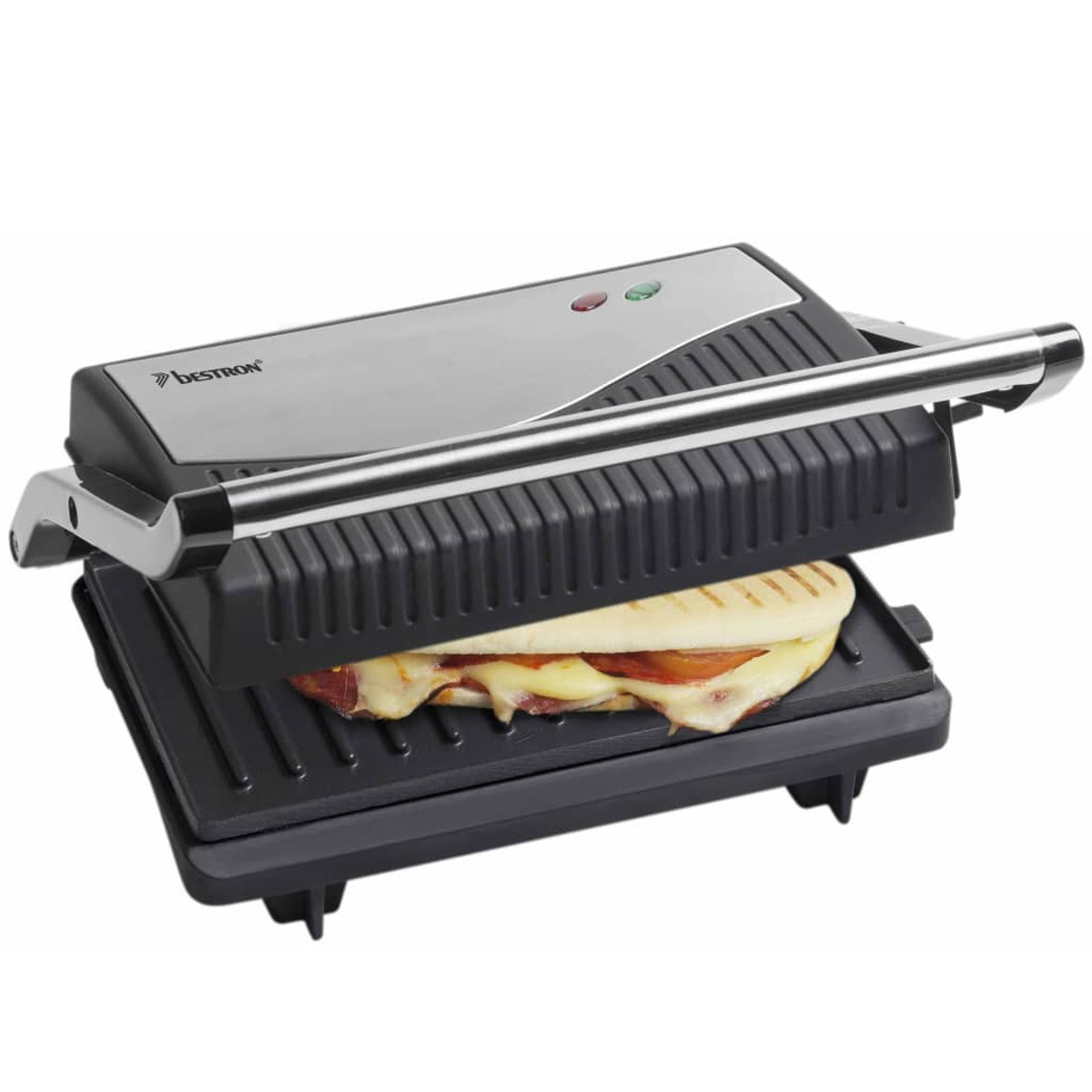 BESTRON 420272 Panini-Grill, Schwarz (750 Watt)