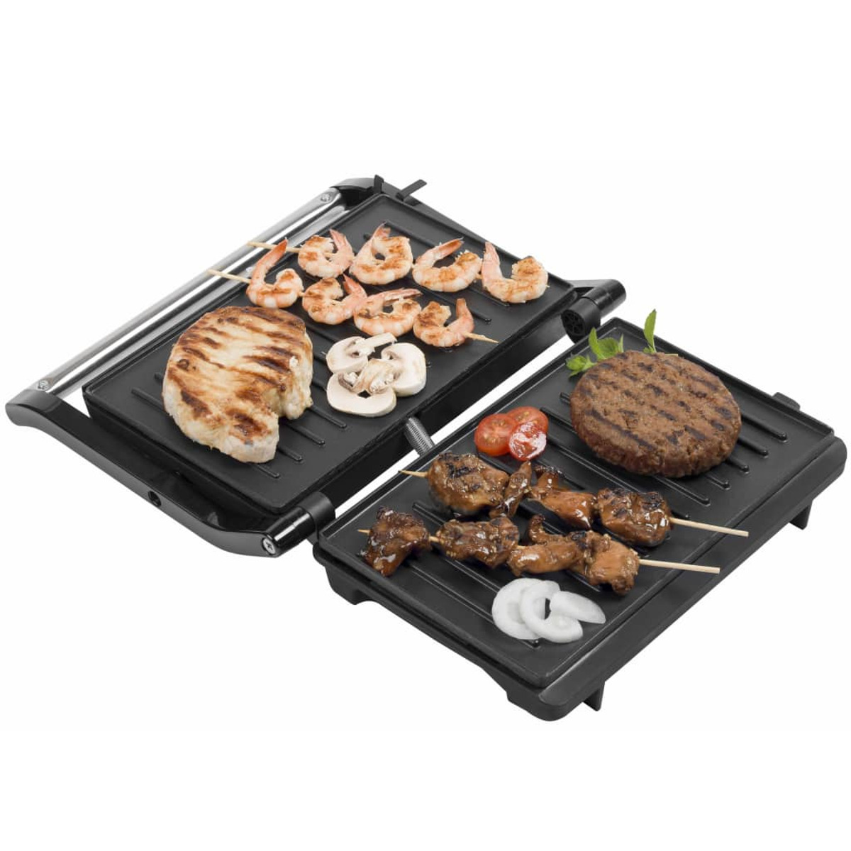 BESTRON 420272 Panini-Grill, Schwarz (750 Watt)