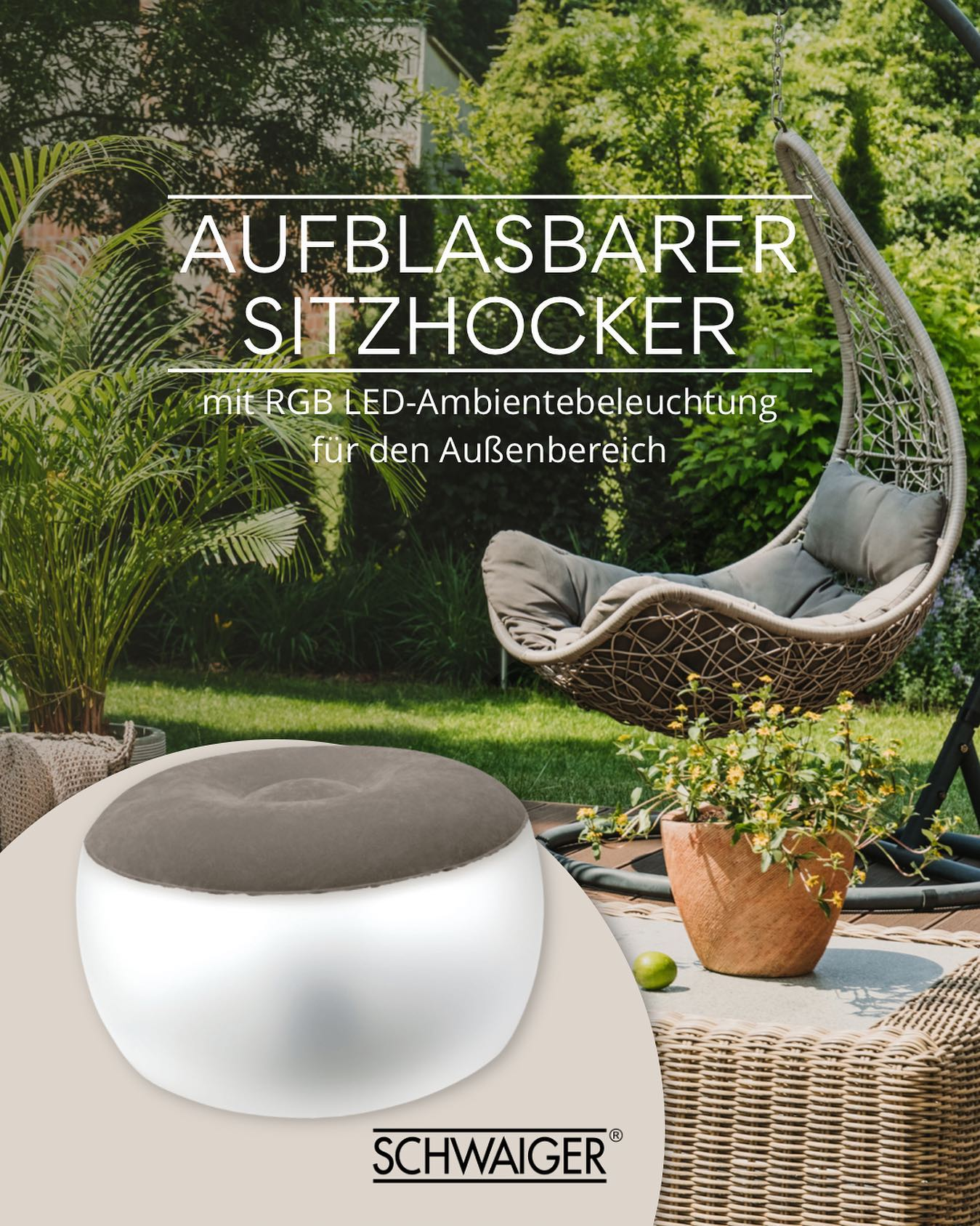SCHWAIGER -660180- Outdoor Sitzhocker, transparent/grau