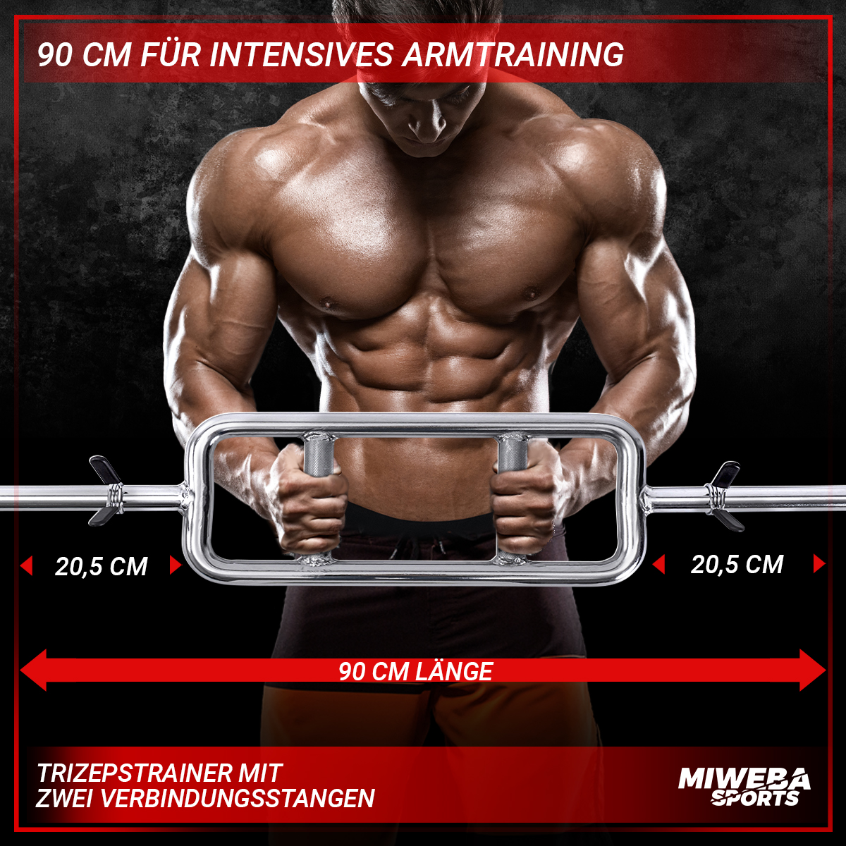 MIWEBA SPORTS TT101 Trizeps-/Brachialistrainer, Fitnesszubehör Federverschluss silber