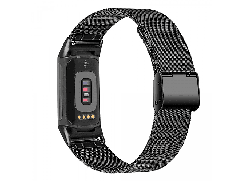 INF Fitbit Charge 5 Armband Edelstahl Schwarz, Ersatzarmband, Fitbit